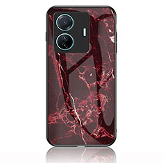 Funda Bumper Silicona Gel Espejo Patron de Moda Carcasa para Vivo T1 Pro 5G Rojo