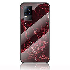 Funda Bumper Silicona Gel Espejo Patron de Moda Carcasa para Vivo V21e 4G Rojo