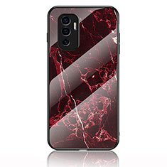 Funda Bumper Silicona Gel Espejo Patron de Moda Carcasa para Vivo V23e Rojo