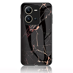 Funda Bumper Silicona Gel Espejo Patron de Moda Carcasa para Vivo V25e Oro y Negro