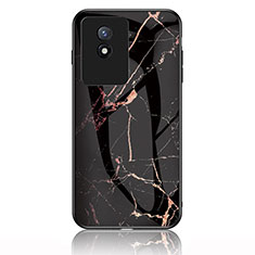 Funda Bumper Silicona Gel Espejo Patron de Moda Carcasa para Vivo Y02A Oro y Negro