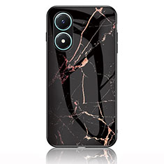 Funda Bumper Silicona Gel Espejo Patron de Moda Carcasa para Vivo Y02S Oro y Negro