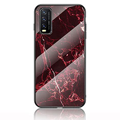 Funda Bumper Silicona Gel Espejo Patron de Moda Carcasa para Vivo Y12G Rojo