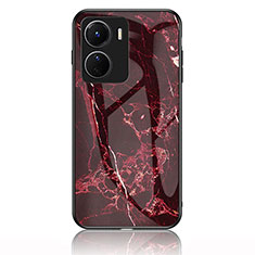 Funda Bumper Silicona Gel Espejo Patron de Moda Carcasa para Vivo Y16 Rojo