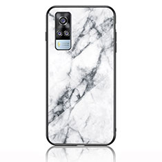 Funda Bumper Silicona Gel Espejo Patron de Moda Carcasa para Vivo Y31 (2021) Blanco