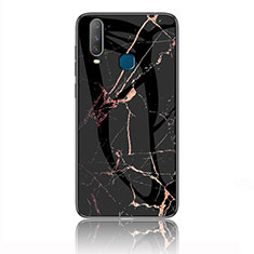 Funda Bumper Silicona Gel Espejo Patron de Moda Carcasa para Vivo Y3s Oro y Negro