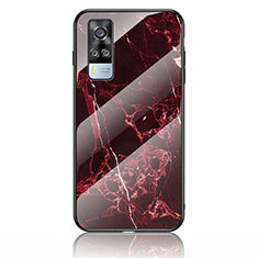 Funda Bumper Silicona Gel Espejo Patron de Moda Carcasa para Vivo Y51A Rojo