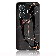 Funda Bumper Silicona Gel Espejo Patron de Moda Carcasa para Vivo Y55 4G Oro y Negro