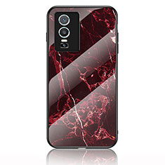 Funda Bumper Silicona Gel Espejo Patron de Moda Carcasa para Vivo Y74s 5G Rojo