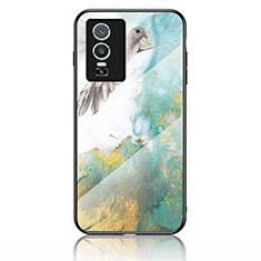 Funda Bumper Silicona Gel Espejo Patron de Moda Carcasa para Vivo Y74s 5G Verde