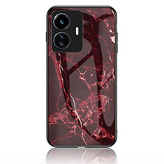 Funda Bumper Silicona Gel Espejo Patron de Moda Carcasa para Vivo Y77e 5G Rojo