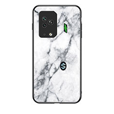 Funda Bumper Silicona Gel Espejo Patron de Moda Carcasa para Xiaomi Black Shark 5 Pro 5G Blanco