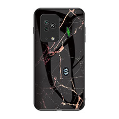 Funda Bumper Silicona Gel Espejo Patron de Moda Carcasa para Xiaomi Black Shark 5 Pro 5G Oro y Negro