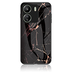 Funda Bumper Silicona Gel Espejo Patron de Moda Carcasa para Xiaomi Poco C65 Oro y Negro