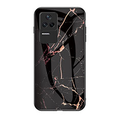 Funda Bumper Silicona Gel Espejo Patron de Moda Carcasa para Xiaomi Poco F4 5G Oro y Negro