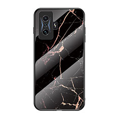 Funda Bumper Silicona Gel Espejo Patron de Moda Carcasa para Xiaomi Poco F4 GT 5G Oro y Negro