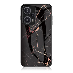 Funda Bumper Silicona Gel Espejo Patron de Moda Carcasa para Xiaomi Poco F5 5G Oro y Negro