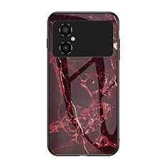 Funda Bumper Silicona Gel Espejo Patron de Moda Carcasa para Xiaomi Poco M4 5G Rojo