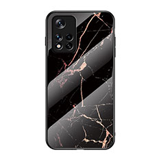 Funda Bumper Silicona Gel Espejo Patron de Moda Carcasa para Xiaomi Poco M4 Pro 5G Oro y Negro