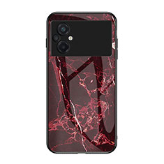 Funda Bumper Silicona Gel Espejo Patron de Moda Carcasa para Xiaomi Poco M5 4G Rojo