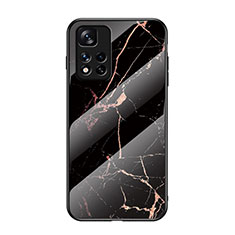 Funda Bumper Silicona Gel Espejo Patron de Moda Carcasa para Xiaomi Poco X4 NFC Oro y Negro