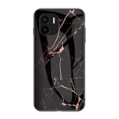 Funda Bumper Silicona Gel Espejo Patron de Moda Carcasa para Xiaomi Redmi A2 Oro y Negro