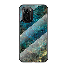 Funda Bumper Silicona Gel Espejo Patron de Moda Carcasa para Xiaomi Redmi K40 Pro 5G Azul