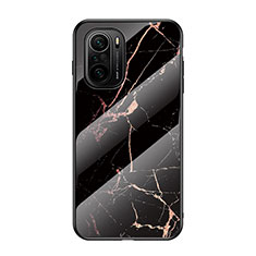 Funda Bumper Silicona Gel Espejo Patron de Moda Carcasa para Xiaomi Redmi K40 Pro 5G Oro y Negro