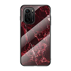 Funda Bumper Silicona Gel Espejo Patron de Moda Carcasa para Xiaomi Redmi K40 Pro+ Plus 5G Rojo