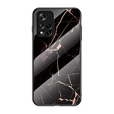 Funda Bumper Silicona Gel Espejo Patron de Moda Carcasa para Xiaomi Redmi Note 11S 5G Oro y Negro