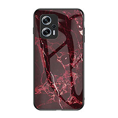 Funda Bumper Silicona Gel Espejo Patron de Moda Carcasa para Xiaomi Redmi Note 12T Pro 5G Rojo