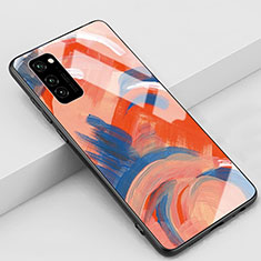 Funda Bumper Silicona Gel Espejo Patron de Moda Carcasa S01 para Huawei Honor View 30 Pro 5G Naranja