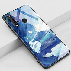 Funda Bumper Silicona Gel Espejo Patron de Moda Carcasa S01 para Huawei Nova 5i Azul