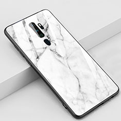 Funda Bumper Silicona Gel Espejo Patron de Moda Carcasa S01 para Oppo A11X Blanco