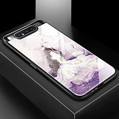 Funda Bumper Silicona Gel Espejo Patron de Moda Carcasa S01 para Samsung Galaxy A80 Morado