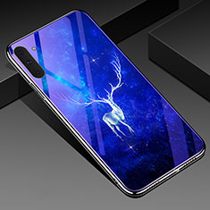 Funda Bumper Silicona Gel Espejo Patron de Moda Carcasa S02 para Samsung Galaxy Note 10 5G Azul