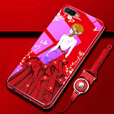 Funda Bumper Silicona Gel Espejo Vestido de Novia Carcasa M01 para Oppo R17 Neo Rojo