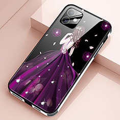 Funda Bumper Silicona Gel Espejo Vestido de Novia Carcasa para Apple iPhone 12 Mini Morado