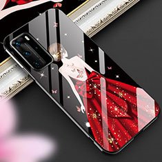 Funda Bumper Silicona Gel Espejo Vestido de Novia Carcasa para Huawei P40 Pro Rojo