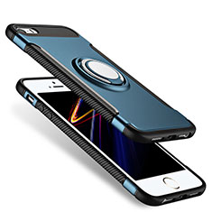 Funda Bumper Silicona Mate con Anillo de dedo Soporte para Apple iPhone 5S Azul