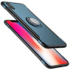 Funda Bumper Silicona Mate con Anillo de dedo Soporte para Apple iPhone X Azul