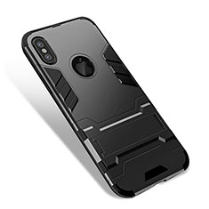 Funda Bumper Silicona Mate con Soporte para Apple iPhone X Negro