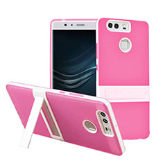 Funda Bumper Silicona Mate con Soporte para Huawei P9 Rosa