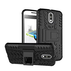 Funda Bumper Silicona Mate con Soporte para Motorola Moto G4 Negro