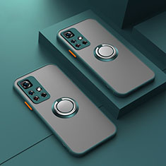 Funda Bumper Silicona Transparente con Magnetico Anillo de dedo Soporte T01 para Xiaomi Mi 11i 5G (2022) Verde Noche
