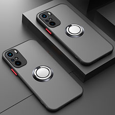 Funda Bumper Silicona Transparente con Magnetico Anillo de dedo Soporte T01 para Xiaomi Mi 11i 5G Negro