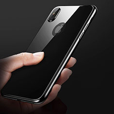 Funda Bumper Silicona Transparente Espejo 360 Grados C01 para Apple iPhone Xs Negro