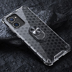 Funda Bumper Silicona Transparente Espejo 360 Grados con Magnetico Anillo de dedo Soporte AM1 para Realme 10S 5G Gris