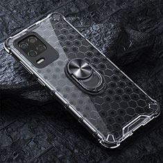 Funda Bumper Silicona Transparente Espejo 360 Grados con Magnetico Anillo de dedo Soporte AM1 para Realme 8 5G Gris