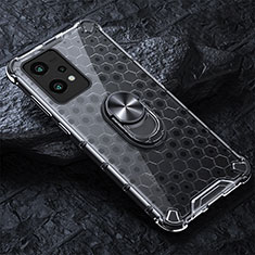 Funda Bumper Silicona Transparente Espejo 360 Grados con Magnetico Anillo de dedo Soporte AM1 para Realme 9 Pro 5G Gris